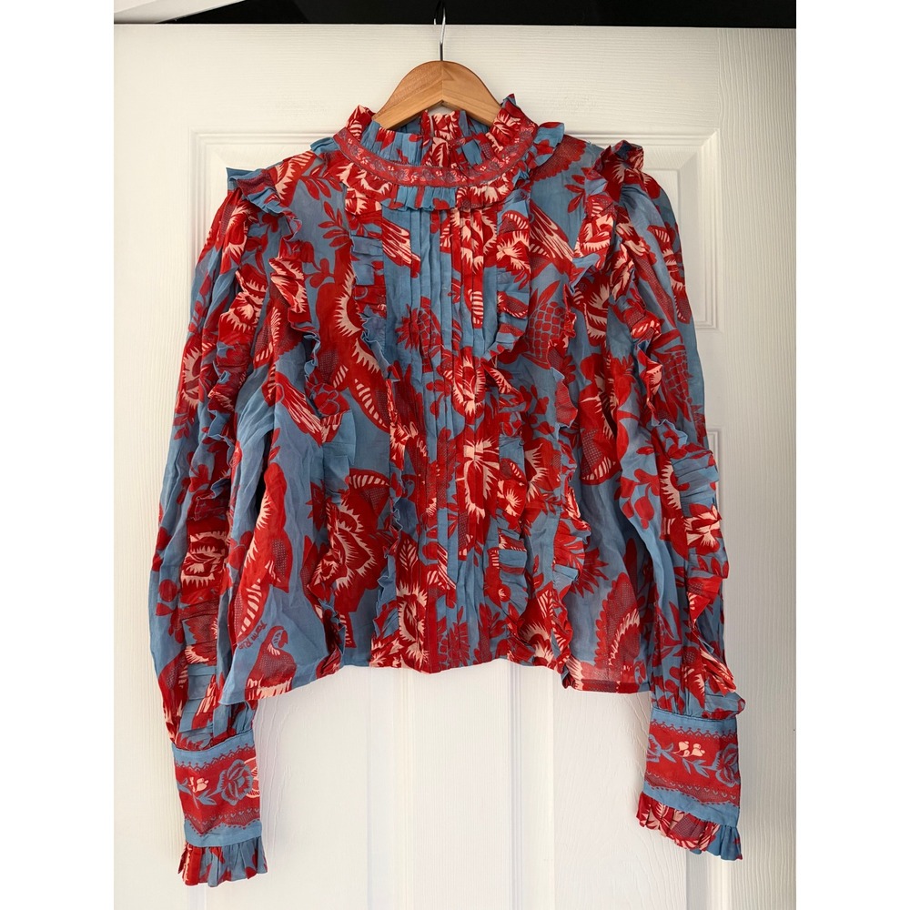 Farm Rio Lace Garden Long-Sleeve Ruffled Blouse - Picture 3 of 7